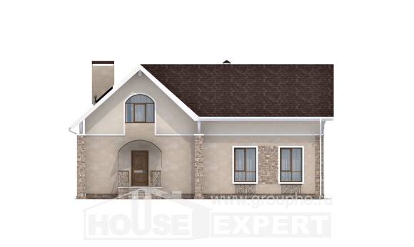 150-012-Л Проект двухэтажного дома с мансардным этажом, скромный загородный дом из газобетона, Астрахань