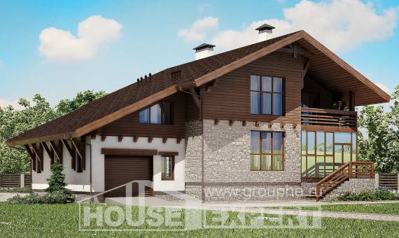 420-001-П Проект трехэтажного дома мансардный этаж, гараж, просторный загородный дом из кирпича, Ахтубинск