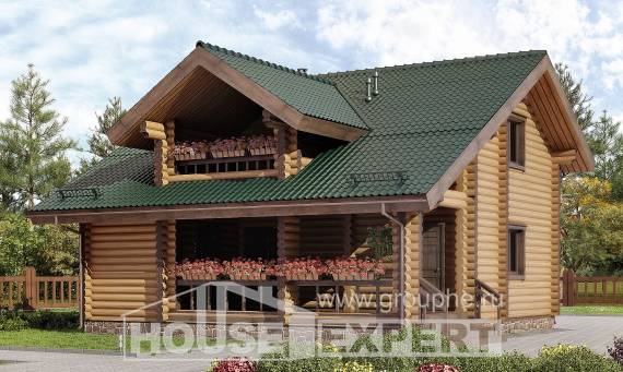 110-005-П Проект двухэтажного дома с мансардой, бюджетный дом из дерева, Ахтубинск