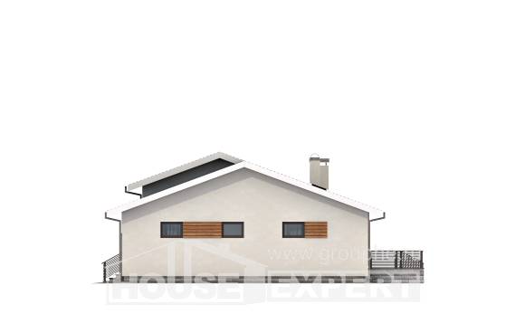 135-002-П Проект одноэтажного дома и гаражом, уютный загородный дом из теплоблока, Астрахань