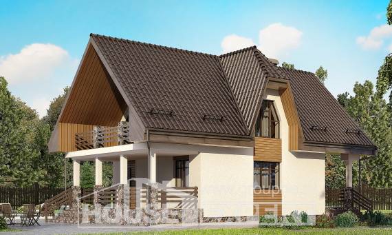 150-001-Л Проект двухэтажного дома с мансардой, гараж, классический коттедж из твинблока, Ахтубинск