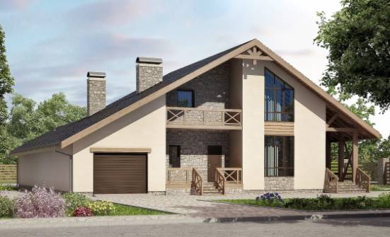 265-001-Л Проект двухэтажного дома мансардой, гараж, красивый домик из арболита Ахтубинск | Проекты домов от House Expert