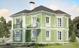 170-001-Л Проект двухэтажного дома и гаражом, доступный загородный дом из арболита, Ахтубинск