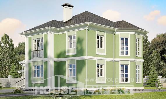 170-001-Л Проект двухэтажного дома и гаражом, доступный загородный дом из арболита, Ахтубинск