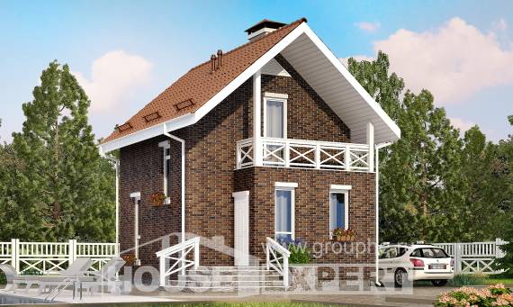 045-001-Л Проект двухэтажного дома с мансардным этажом, уютный загородный дом из керамзитобетонных блоков Ахтубинск, House Expert