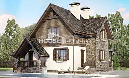 160-002-Л Проект двухэтажного дома с мансардой, гараж, простой домик из теплоблока, Астрахань