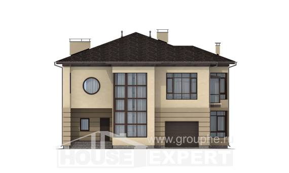 300-006-П Проект двухэтажного дома и гаражом, огромный загородный дом из кирпича, Ахтубинск