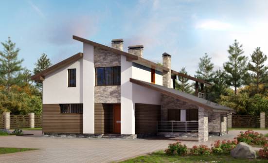 200-010-П Проект двухэтажного дома мансардой, гараж, средний коттедж из керамзитобетонных блоков Ахтубинск | Проекты домов от House Expert