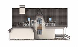150-001-Л Проект двухэтажного дома мансардный этаж и гаражом, бюджетный домик из керамзитобетонных блоков, Астрахань