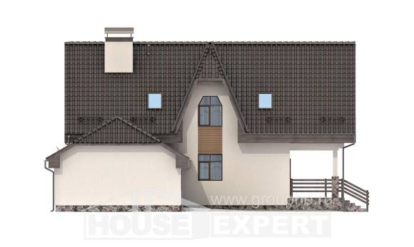 150-001-Л Проект двухэтажного дома мансардный этаж и гаражом, бюджетный домик из керамзитобетонных блоков, Астрахань