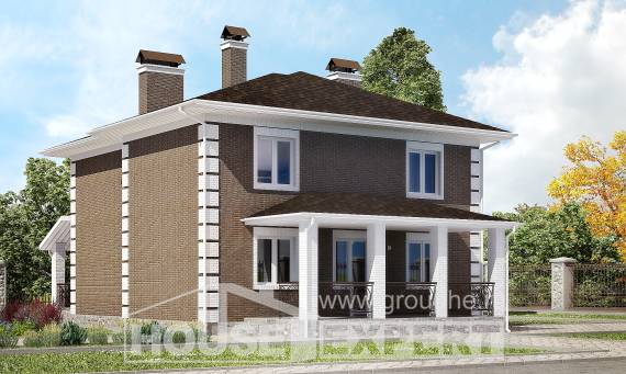185-002-П Проект двухэтажного дома, уютный загородный дом из теплоблока Астрахань, House Expert