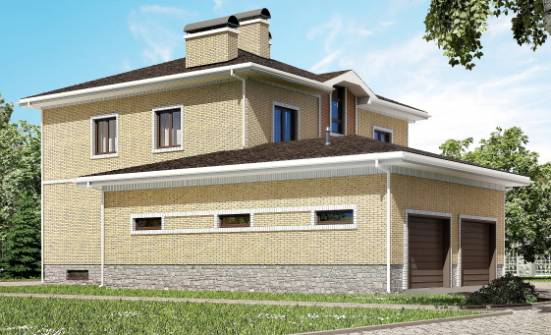 350-002-Л Проект трехэтажного дома и гаражом, красивый коттедж из кирпича, Ахтубинск