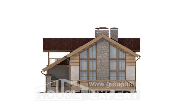 165-002-П Проект двухэтажного дома с мансардным этажом и гаражом, классический дом из пеноблока Ахтубинск, House Expert