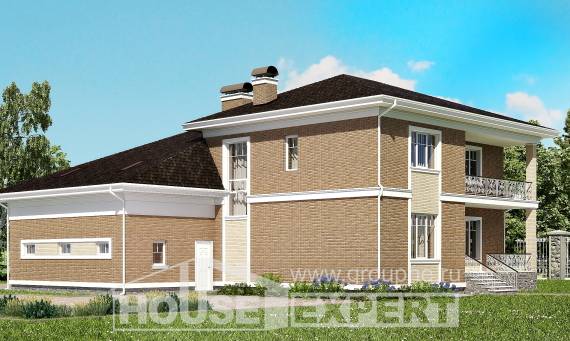 335-002-П Проект двухэтажного дома, гараж, красивый дом из кирпича, Ахтубинск