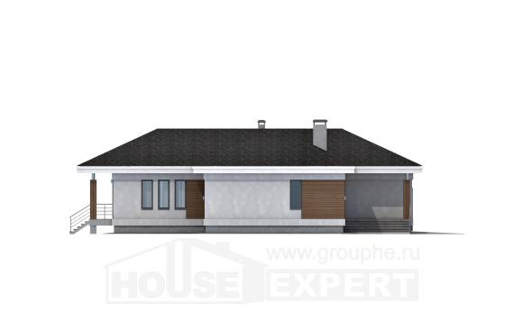 165-001-П Проект одноэтажного дома, гараж, доступный домик из твинблока, Астрахань