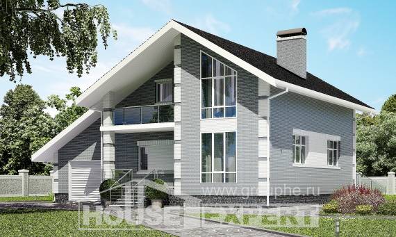190-006-Л Проект двухэтажного дома с мансардой, гараж, уютный коттедж из газосиликатных блоков, Ахтубинск