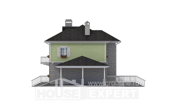 155-006-П Проект двухэтажного дома и гаражом, недорогой загородный дом из керамзитобетонных блоков, Астрахань