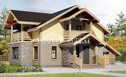 180-011-П Проект двухэтажного дома мансардный этаж, гараж, средний дом из бризолита, House Expert