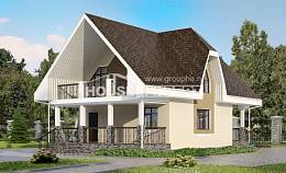 125-001-Л Проект двухэтажного дома с мансардой, простой загородный дом из газосиликатных блоков Ахтубинск, House Expert