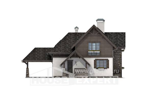 160-002-Л Проект двухэтажного дома с мансардой и гаражом, небольшой загородный дом из газосиликатных блоков, Ахтубинск