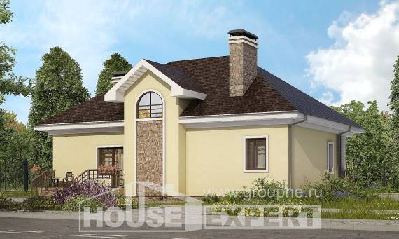 150-008-Л Проект двухэтажного дома с мансардой, небольшой домик из поризованных блоков, Ахтубинск
