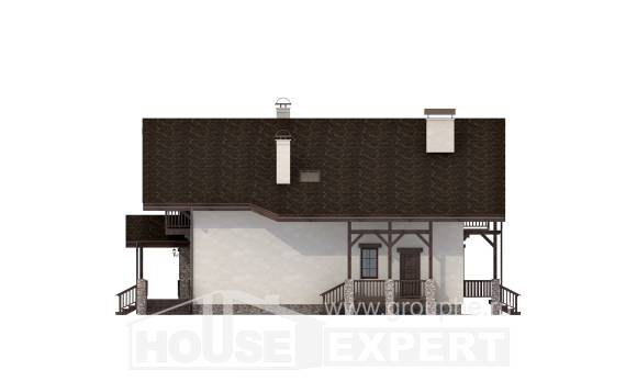250-003-П Проект двухэтажного дома мансардой, большой коттедж из пеноблока, Ахтубинск