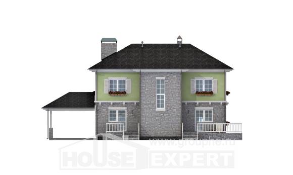 155-006-П Проект двухэтажного дома, гараж, классический дом из газосиликатных блоков, Астрахань