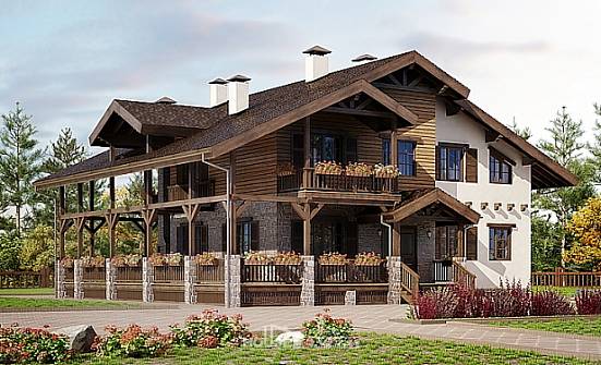 400-004-П Проект трехэтажного дома с мансардой и гаражом, большой домик из кирпича, Астрахань
