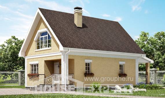 130-004-П Проект двухэтажного дома мансардный этаж, бюджетный дом из газобетона Астрахань, House Expert