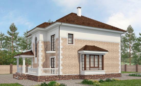 220-008-П Проект двухэтажного дома, современный коттедж из кирпича Астрахань | Проекты домов от House Expert