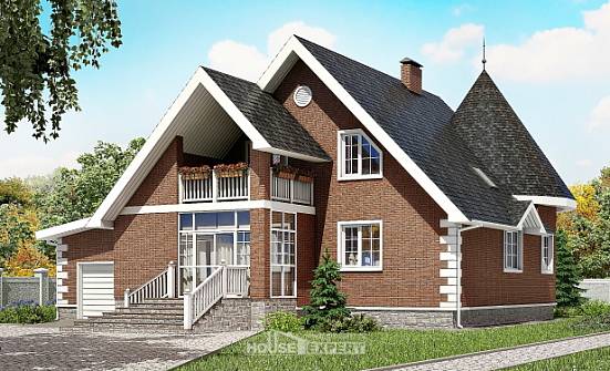 220-002-Л Проект двухэтажного дома мансардный этаж и гаражом, просторный дом из газосиликатных блоков, Ахтубинск