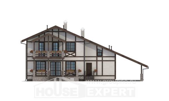 250-002-Л Проект двухэтажного дома с мансардным этажом, гараж, просторный дом из кирпича, Астрахань