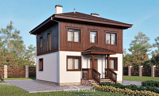 100-006-Л Проект двухэтажного дома, скромный дом из твинблока, Астрахань
