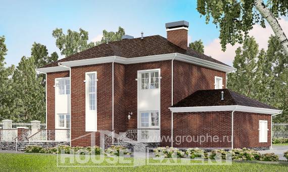 180-006-Л Проект двухэтажного дома и гаражом, средний загородный дом из кирпича, Астрахань