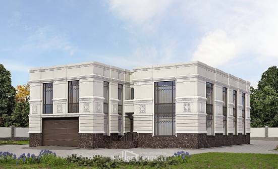 400-005-Л Проект двухэтажного дома и гаражом, просторный коттедж из кирпича Астрахань | Проекты домов от House Expert