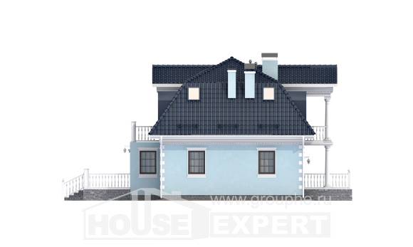 210-004-Л Проект двухэтажного дома мансардный этаж, средний домик из газосиликатных блоков, House Expert