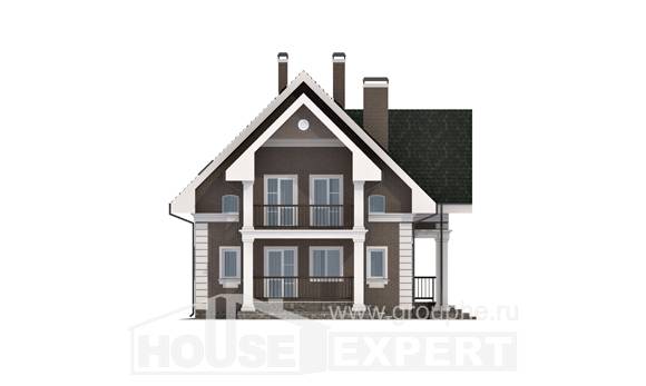 140-003-П Проект двухэтажного дома мансардой, гараж, скромный домик из блока Астрахань, House Expert