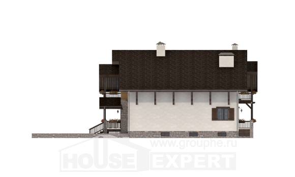 400-004-П Проект трехэтажного дома с мансардой и гаражом, уютный коттедж из кирпича, Ахтубинск