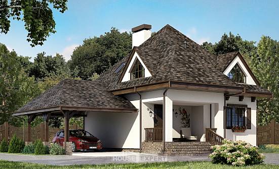 110-002-Л Проект двухэтажного дома с мансардой и гаражом, экономичный коттедж из блока Ахтубинск | Проекты домов от House Expert