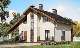 180-008-П Проект двухэтажного дома мансардой и гаражом, современный коттедж из поризованных блоков, House Expert
