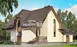 150-001-Л Проект двухэтажного дома мансардой, гараж, скромный дом из бризолита, Ахтубинск