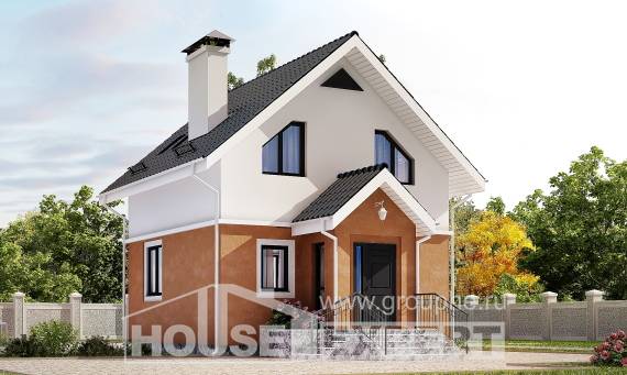 070-001-Л Проект двухэтажного дома мансардой, уютный домик из бризолита, Астрахань