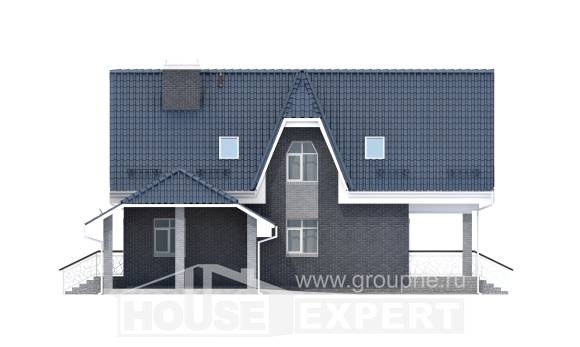 125-002-Л Проект двухэтажного дома с мансардой, гараж, компактный коттедж из поризованных блоков, Ахтубинск