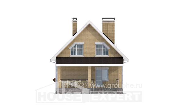 130-004-П Проект двухэтажного дома с мансардой, скромный домик из газобетона Ахтубинск, House Expert