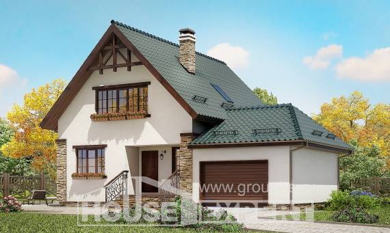 160-005-П Проект двухэтажного дома и гаражом, доступный коттедж из твинблока, Астрахань