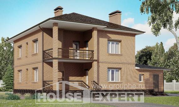 245-003-Л Проект двухэтажного дома, гараж, просторный загородный дом из кирпича, Астрахань