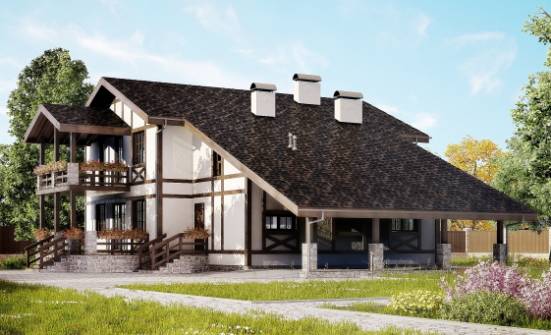 250-002-Л Проект двухэтажного дома мансардой и гаражом, современный загородный дом из кирпича Астрахань | Проекты домов от House Expert