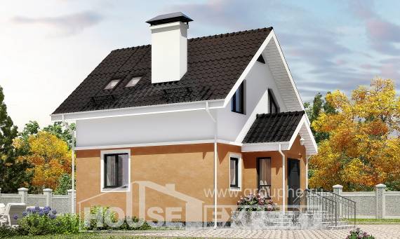 070-001-Л Проект двухэтажного дома с мансардой, классический загородный дом из блока, Астрахань