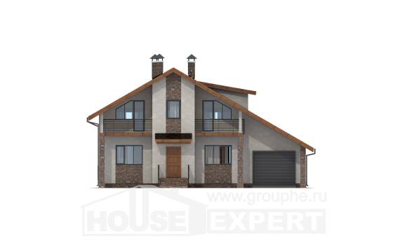 180-008-П Проект двухэтажного дома с мансардой и гаражом, просторный загородный дом из твинблока, House Expert