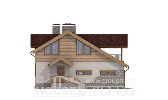165-002-П Проект двухэтажного дома и гаражом, экономичный загородный дом из керамзитобетонных блоков, Астрахань